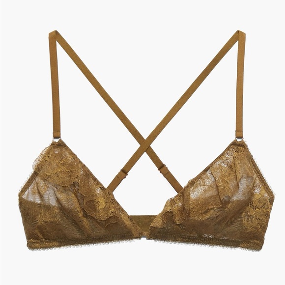 Savage X Fenty Chantilly Cascade Olive Green Bralette Size Medium - Picture 7 of 7